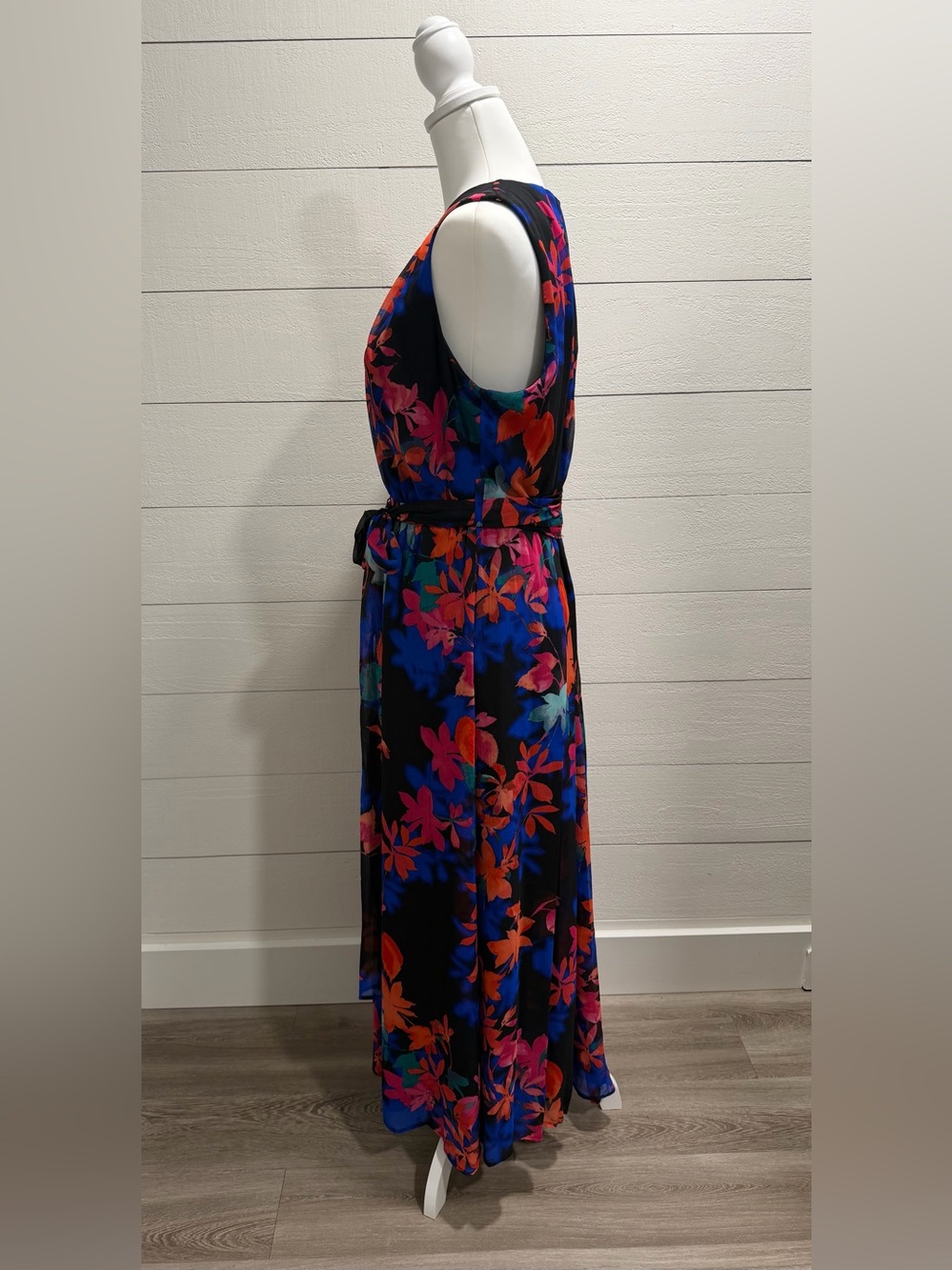 Calvin Klein Black Maxi Dress with Blue, Pink and Orange Floral Print - Picture 8 of 8